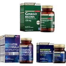 Nutraxin Ginkgo Biloba 60 Tablet + Selenium 100 Mcg 100 Tablet + Keratin Formula 60 Tablet