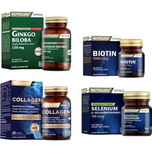 Nutraxin Ginkgo Biloba 60 Tablet + Hidrolize  30 Tablet + Biotin 30 Tablet+Selenyum 100 Tablet