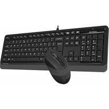 A4Tech A4 Tech F1010 Q USB Türkçe Fn-Multimedya Klavye + Optik 1600Dpi Siyah / Gri Mouse Set