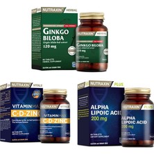 Nutraxin Ginkgo Biloba 60 Tablet + Vitamin Max (C,D,Zinc) 60 Tablet + Alpha Lipoic Acid 60 Tablet