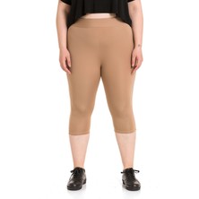 Disentis Modest Büyük Beden Beli Lastikli Karyoka Dikişli Diz Altı Vizon Bayan Tayt