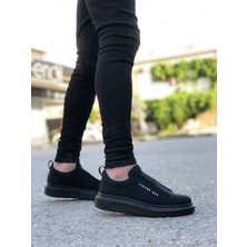 Erbilden ER0307 Erb Kalın Yüksek Taban Çift Bant Siyah Erkek Ayakkabı