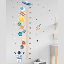 Piksel Grafik Gezegenler Boy Ölçer Çocuk Odası Duvar Sticker