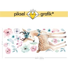 Piksel Grafik Çiçekli Geyik Kapı Sticker