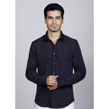 Salve Kolay Ütülenebilir Slim Fit Lacivert Klasik Gömlek 22112