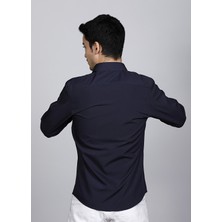 Salve Kolay Ütülenebilir Slim Fit Lacivert Klasik Gömlek 22112