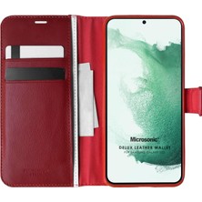 Microsonic Samsung Galaxy S22 Kılıf Delux Leather Wallet Kırmızı