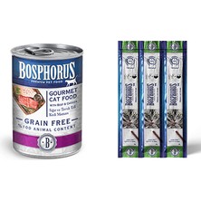 Bosphorus Sığır ve Tavuk Etli Tahılsız Kedi Maması 415 gr + Kuzu Etli ve Pirinçli Kedi Ödül Maması