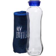 My Bottle Kadife Mavi Kılıflı Kristal Kapak Matara 600 ml