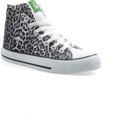 Benetton® | BN-30190 - 3374 Beyaz Leopar - Kadın Spor Ayakkabı