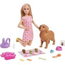 Barbie Ve Yeni Doğan Köpekler Oyun Seti, Barbie Bebek (Sarışın, 29 Cm), Yavrulayabilen Anne Köpek, 3 Yavru Köpek Ve Aksesuarlar, 3-7 Yaş Arası Hck75