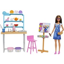 Barbie Barbie'Nin Sanat Atölyesi; Barbie Bebek (29 Cm); Çömlek Yapımı Ve Resim Sanatı İçin 25'Ten Fazla Aksesuar; Oyun Hamuru; Vazo Kalıbı; Tuvaller Ve Daha Fazlası; 3-7 Yaş Arası Hcm85