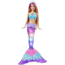Barbie Dreamtopia Işıltılı Deniz Kızı Bebek (30 cm, sarışın), suda yanıp sönen ışık özelliği ve pembe meçli saçlar, 3-7 yaş HDJ36