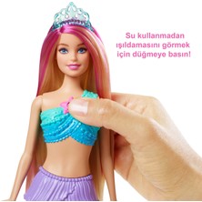 Barbie Dreamtopia Işıltılı Deniz Kızı Bebek (30 cm, sarışın), suda yanıp sönen ışık özelliği ve pembe meçli saçlar, 3-7 yaş HDJ36