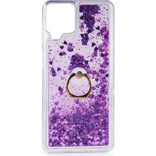 Smcase Samsung Galaxy M22 Kılıf Milce Sulu Yüzüklü Silikon Arka Kapak Mor