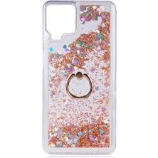 Casestreet Samsung Galaxy A22 4g Kılıf Milce Sulu Yüzüklü Silikon Arka Kapak Gold