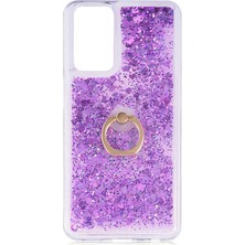 Dlrcase Samsung Galaxy M52 Kılıf Milce Sulu Yüzüklü Silikon Arka Kapak Mor