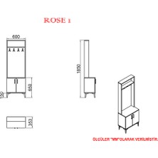 Kalender Dekor Rose-1 Portmanto Vestiyer Ayakkabılık