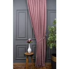 Evdepo Home Gül Kurusu Düz Renk Pileli Soft Fon Perde, 1/2 Seyrek Pile, Tek Kanat 50 x 260 cm