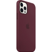 NFZ Apple iPhone 12 Pro Silikon Kılıf Logolu Lansman Kılıf-Bordo