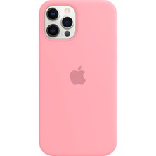 NFZ Apple iPhone 12 Pro Silikon Kılıf Logolu Lansman Kılıf-Açık Pembe