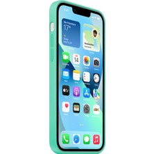 NFZ Apple iPhone 13 Pro Silikon Kılıf Logolu Lansman Kılıf -Turkuaz