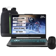 Asus Tuf Gaming F15 FX506HE-HN306 İntel Core i5 11400H 16 GB 512 GB SSD Rtx 3050 Ti 144 Hz Freedos 15.6" FHD Taşınabilir Bilgisayar + Çanta ve Mouse