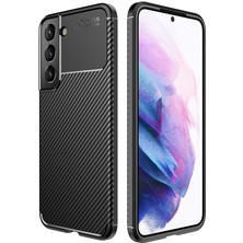 Case World Samsun Galaxy S22 Plus Kılıf Karbon Tasarımlı Kapak - Siyah