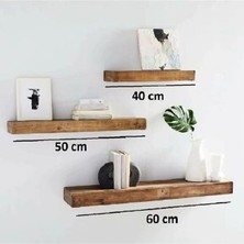 Saraynoz Ahşap Ahşap Dekoratif 3'lü Uçan Kitaplık Gizli Duvar Monte Aksesuar Rafı