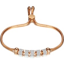 Chavin 102450028393 Bilek Ayarlı Işıltılı Bayan Çelik Bileklik Eb22