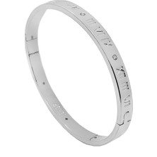 Chavin Beyaz Kelepçe Dizayn Taşlı Roma Rakam Bayan Bileklik EB88