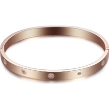 Chavin Kelepçe Dizayn Taşlı Çelik Bayan Bileklik EB92