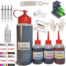 Duruink Canon MP492 MP495 MP499 Kartuş Dolum Seti  (Pg 510 cl 511) 500ML SİYAH+3X100ML Renkli Mürekkep