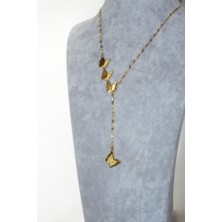 Caisya Butik Altın Kaplama Özel Seri Kararmaz Kelebekler Çelik Kolye 45CM