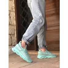 Xon1 XON1350 Yüksek Taban Tarz Sneakers Cırt Detaylı Mint Yeşili Erkek Spor Ayakkabısı