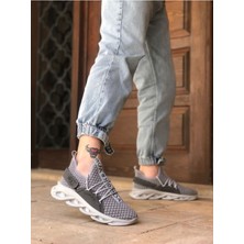 XON1350 Yüksek Taban Tarz Sneakers Cırt Detaylı Gri Erkek Spor Ayakkabısı