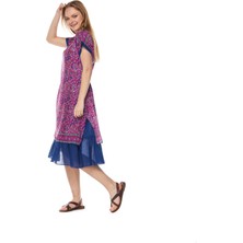 Şile Bezi Çiçek Desenli Pembe Midi ELBISE-6104