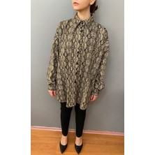 Deseo Boutique Kadın Leopar Desenli Kalıp Gibi Şık Tunik Gömlek