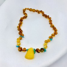 Gökdeniz 925 Parçalı Kehribar Unisex Bebek Çocuk Kolye