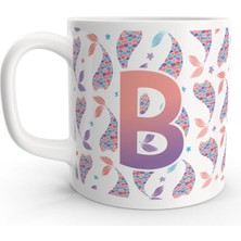 Rock'n Fox B Harfi Deniz Kızı Mermaid Renkli Tasarım Harfli Kupa Bardak