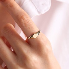 Sembol Gold 14K Altın Şövalye Yüzük (Kişiselleştir) Beşgen 0,6 cm