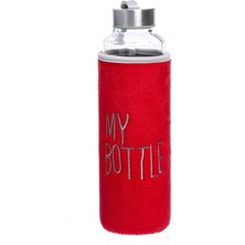 My Bottle Peluşlu Cam Matara 470 ml Kırmızı