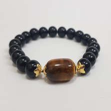 Tonstyle TS001729 Yous Les Jours (Gündelik) - Şifa Kaplan Gözü ve Oniks D.taş + P.çelik El Işi/tasarım Unisex Bileklik