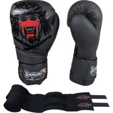 Dragon Yakuza Boks Eldiveni Muay Thai Kick Boks Eldiveni ve Whiteface Boks Bandajı 2’li Set