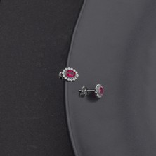 Ravza Gümüş 925 Ayar Gümüş Oval Yakut Model Küpe