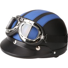 Motosiklet Scooter Açık Yüz Yarım Deri Kask, Vizörlü(Yurt Dışından)