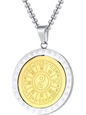 Dini Mens Tai Chi Yin Yang Spinner Kolye Bagua Sekiz Diyagram Talisman Kolye