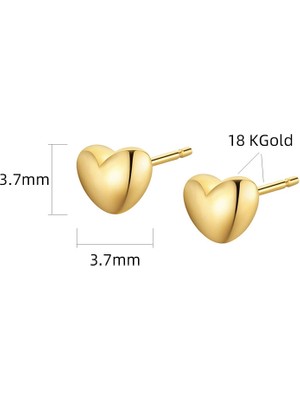 Otantik 18 K Sarı Altın Saplama Küpe Basit Kalp Klasik Nişan Hediye Saf Kadınlar Için Güzel Takı E514 | Saplama Küpe