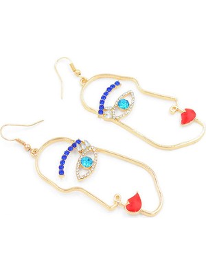 Küpeler Yüz Makyaj Soyut Yüz Alaşım Rhinestone Eardrops Parti Için