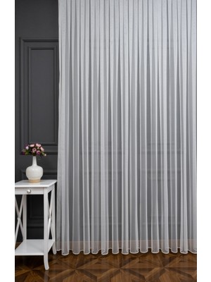 Evdepo Home Kullanıma Hazır 1/2 Seyrek Pile Tül Perde Tek Kanat - Ekru 100 x 250 cm